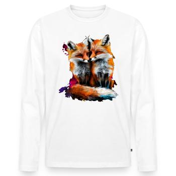 Drôle Renard Renard Art Animal Nature Animaux Animaux Sauvages - T-shirt manches longues Premium bio Homme - blanc - Devant - Nico (187cm)