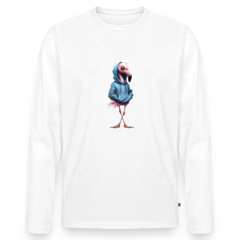 Lustiges Flamingo Spruch Tierliebhaber Funny Bird - Männer Premium Bio Langarmshirt - Weiß - Vorne - Nico (187cm)