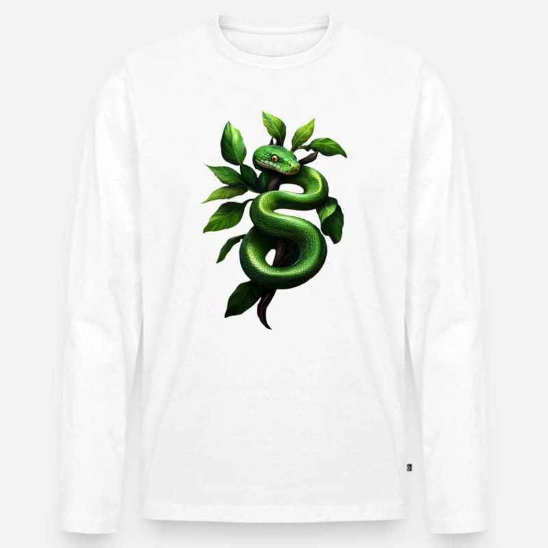 Grüner Baumpython Schlangen Liebhaber Terrarium - Männer Premium Bio Langarmshirt - undefined