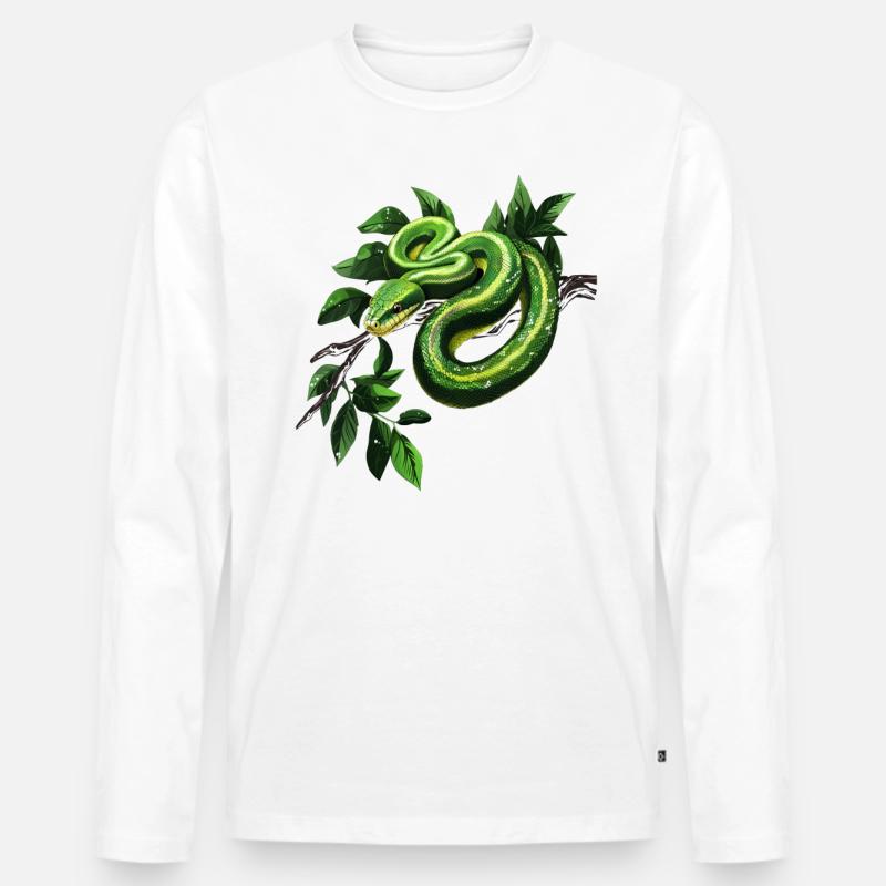 Grüner Baumpython Schlangen Liebhaber Terrarium - Männer Premium Bio Langarmshirt - undefined