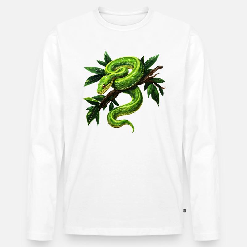 Grüner Baumpython Schlangen Liebhaber Terrarium - Männer Premium Bio Langarmshirt - undefined