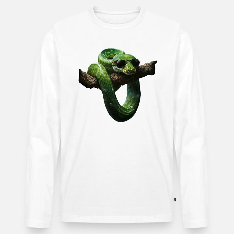 Grüner Baumpython Schlangen Liebhaber Terrarium - Männer Premium Bio Langarmshirt - undefined