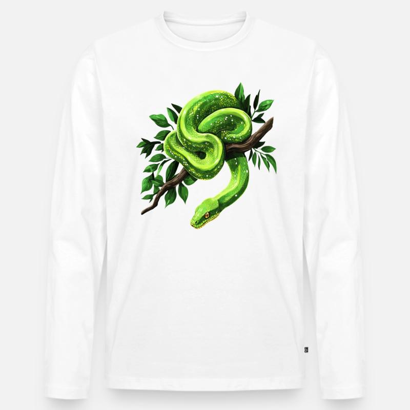 Grüner Baumpython Schlangen Liebhaber Terrarium - Männer Premium Bio Langarmshirt - undefined