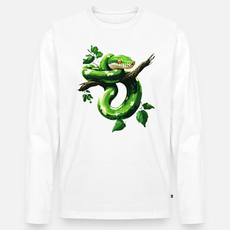 Grüner Baumpython Schlangen Liebhaber Terrarium - Männer Premium Bio Langarmshirt - undefined