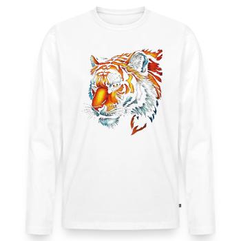 Lustiges Tiger Kunst Tier Natur Wildtier Tiere Zoo - Männer Premium Bio Langarmshirt - Weiß - Vorne - Nico (187cm)