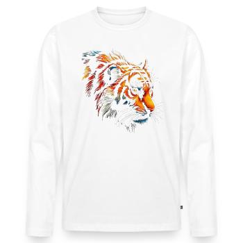 Lustiges Tiger Kunst Tier Natur Wildtier Tiere Zoo - Männer Premium Bio Langarmshirt - Weiß - Vorne - Nico (187cm)