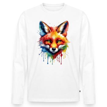 Drôle Renard Renard Art Animal Nature Animaux Animaux Sauvages - T-shirt manches longues Premium bio Homme - blanc - Devant - Nico (187cm)