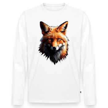 Drôle Renard Renard Art Animal Nature Animaux Animaux Sauvages - T-shirt manches longues Premium bio Homme - blanc - Devant - Nico (187cm)