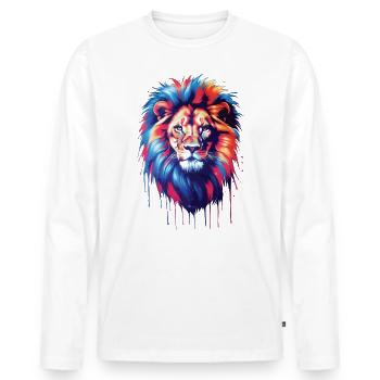 Lion Lover Wildlife Safari Art Lion Colorful - Men's Premium Organic Long Sleeve Shirt - white - Front - Nico (187cm)