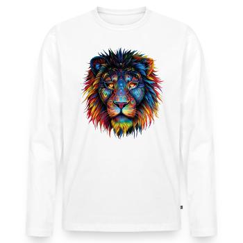 Lion Lover Wildlife Safari Art Lion Colorful - Men's Premium Organic Long Sleeve Shirt - white - Front - Nico (187cm)