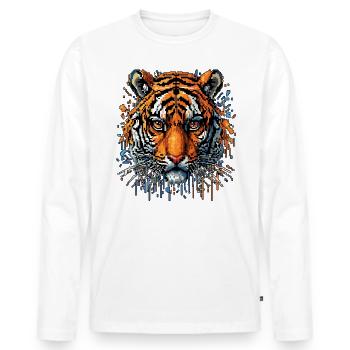 Lustiges Tiger Kunst Tier Natur Wildtier Tiere Zoo - Männer Premium Bio Langarmshirt - Weiß - Vorne - Nico (187cm)
