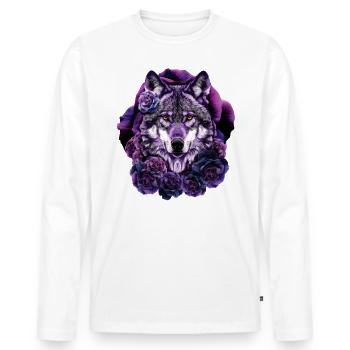 Wolf Liebhaber Wildtier Kunst Wolf Bunt Tier - Männer Premium Bio Langarmshirt - Weiß - Vorne - Nico (187cm)