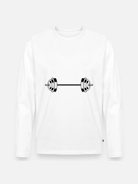 håndvægt ikon vægt symbol barbell - Premium økologisk langærmet T-shirt til mænd - hvid