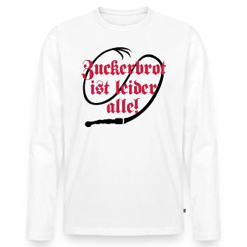 Zuckerbrot und Peitsche - Männer Premium Bio Langarmshirt - Weiß - Vorne - Nico (187cm)