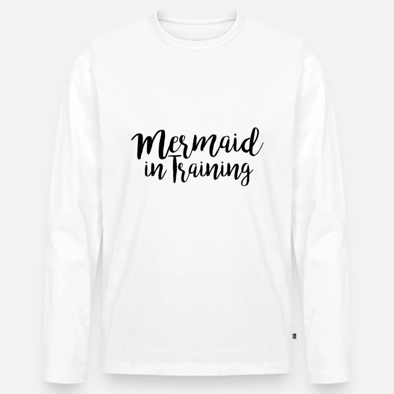 Mermaid in Training - Männer Premium Bio Langarmshirt - Weiß