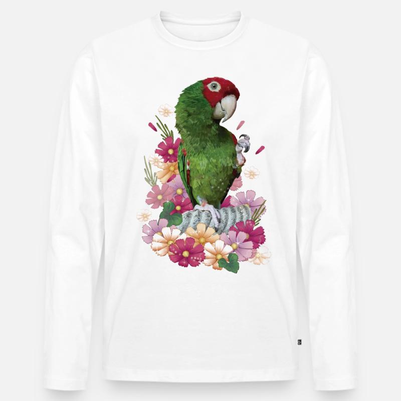Rotkopf-Papagei - Männer Premium Bio Langarmshirt - Weiß