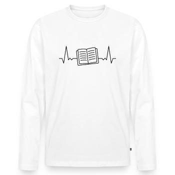 Books Book ECG Pulse Rate - Men's Premium Organic Long Sleeve Shirt - white - Front - Nico (187cm)