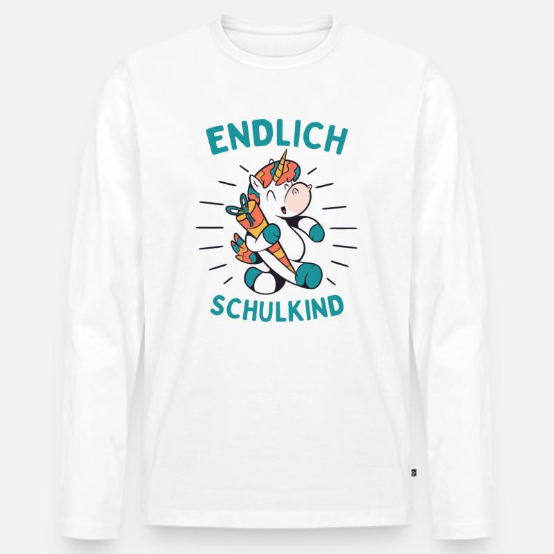 Endlich Schulkind - Männer Premium Bio Langarmshirt - Weiß