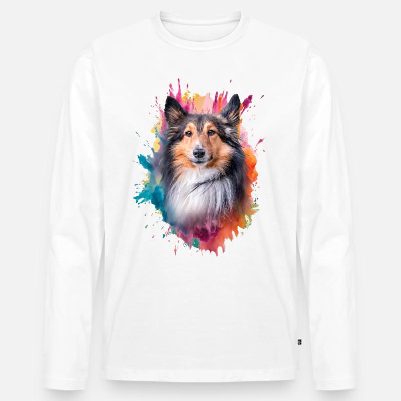 Shetland Schäferhund - Männer Premium Bio Langarmshirt - Weiß