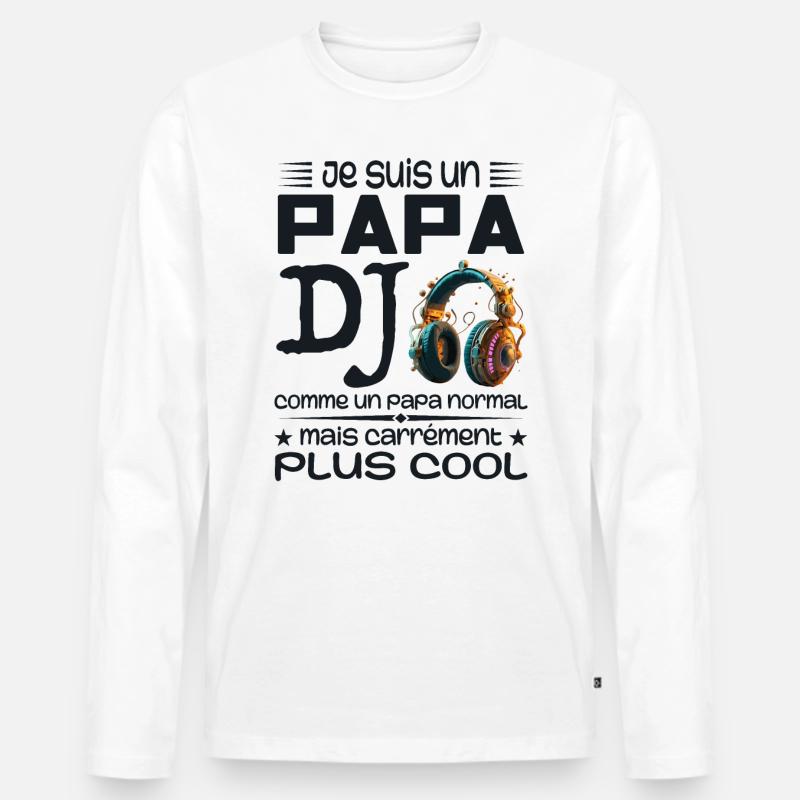 DJ Dad - Papa DJ Geschenk - Männer Premium Bio Langarmshirt - Weiß