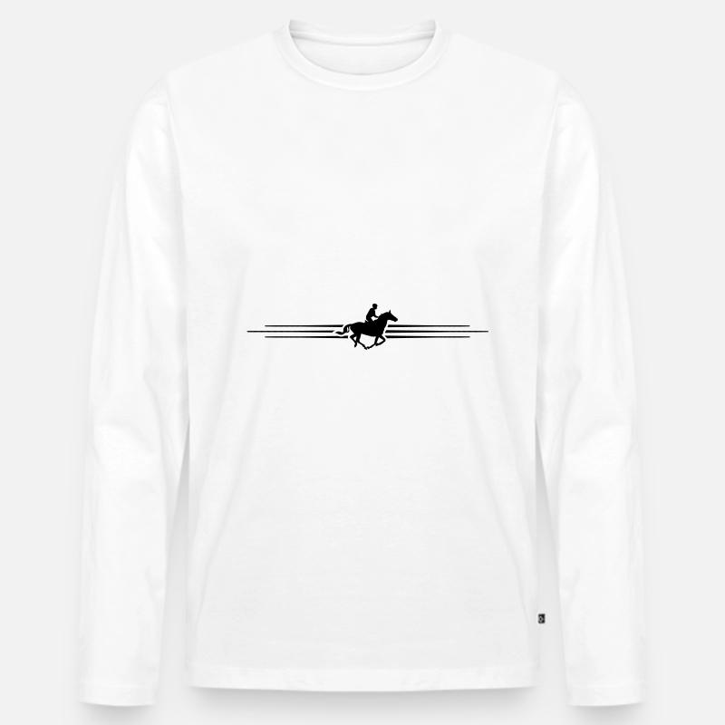 reiten linie strich element icon - Männer Premium Bio Langarmshirt - Weiß