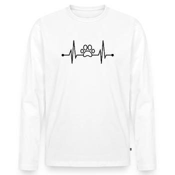 Patte battement de coeur chien patte - T-shirt manches longues Premium bio Homme - blanc - Devant - Nico (187cm)