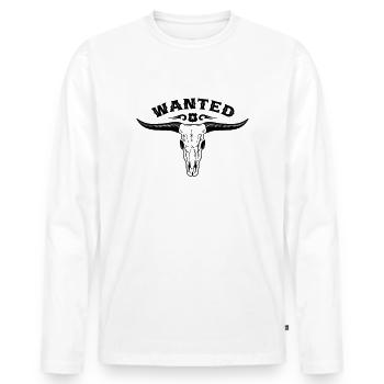 Texas western bull head - Men's Premium Organic Long Sleeve Shirt - white - Front - Nico (187cm)