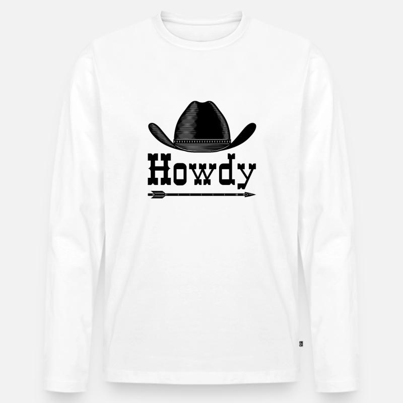 Howdy - Männer Premium Bio Langarmshirt - Weiß
