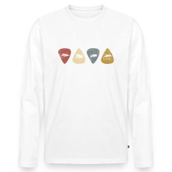 Crochet de pêche à la mouche - T-shirt manches longues Premium bio Homme - blanc - Devant - Nico (187cm)