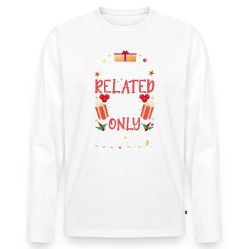 Être lié à moi – Dicton drôle de Noël - T-shirt manches longues Premium bio Homme - blanc - Devant - Nico (187cm)