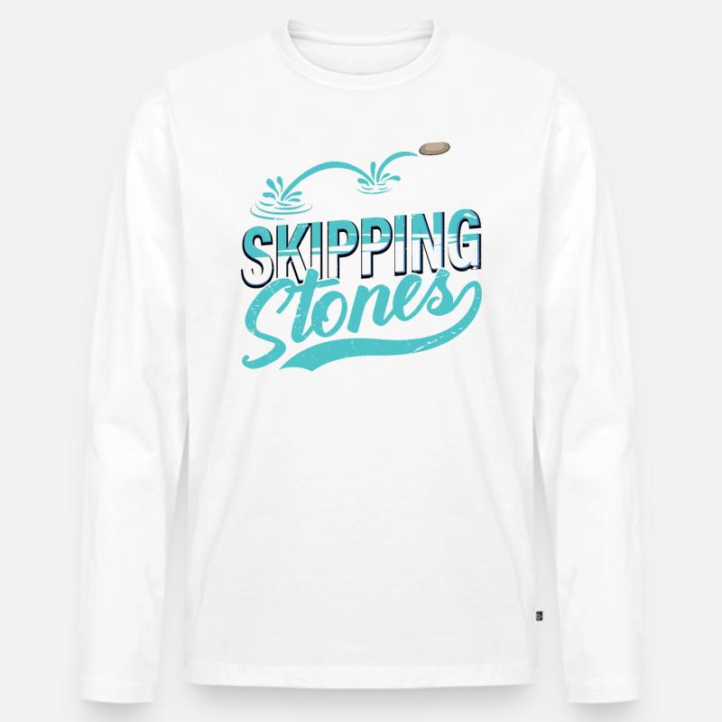 Skipping Stones - Männer Premium Bio Langarmshirt - Weiß