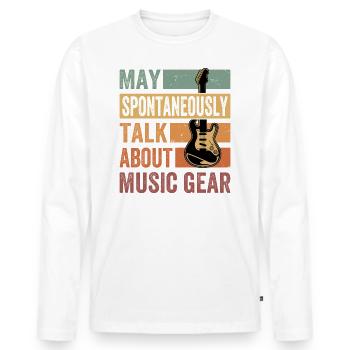 Peut parler spontanément de matériel de musique - T-shirt manches longues Premium bio Homme - blanc - Devant - Nico (187cm)