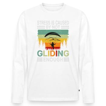 Stress Is Caused By Not Gliding Enough - Männer Premium Bio Langarmshirt - Weiß - Vorne - Nico (187cm)