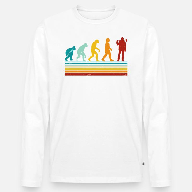 Retro Evolution Holzfäller - Holzhacker - Männer Premium Bio Langarmshirt - Weiß