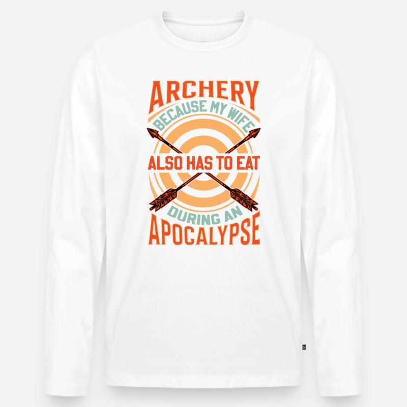 Lustiger Bogenschießen Spruch - Apokalypse - Männer Premium Bio Langarmshirt - Weiß