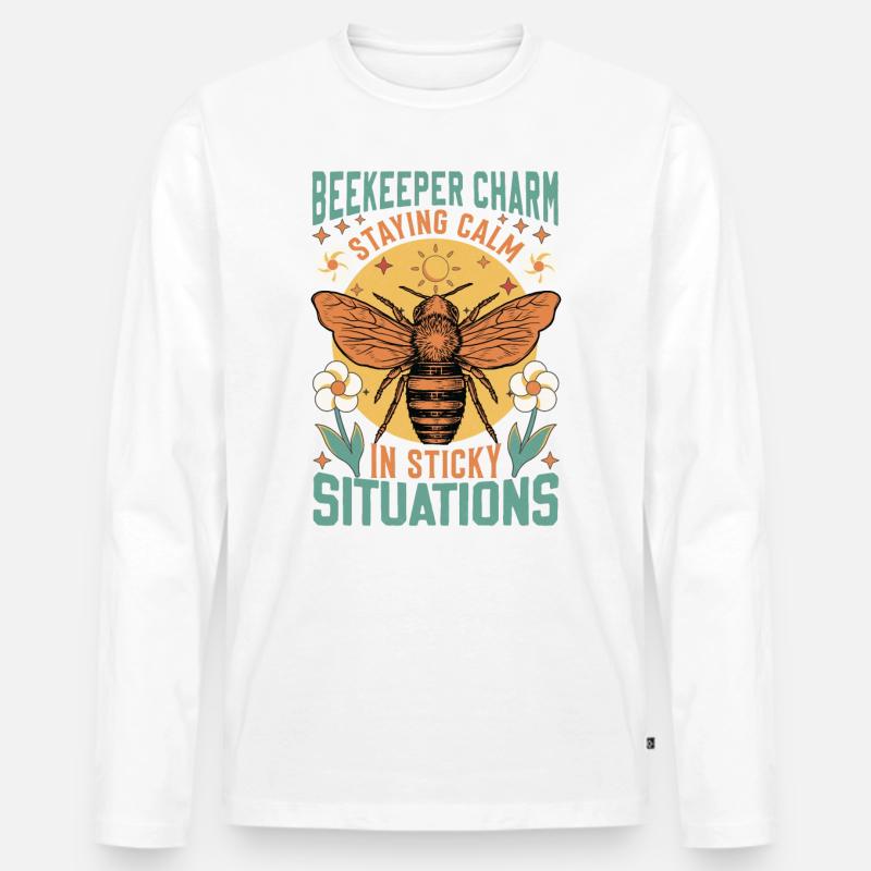 Beekeeper Charm – Sticky Situations - Männer Premium Bio Langarmshirt - Weiß