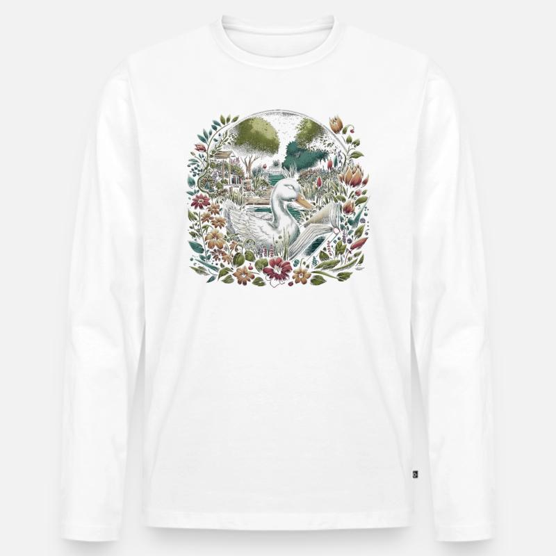 Enten-lesebuch – Vollmond-seelandschaft - Männer Premium Bio Langarmshirt - Weiß