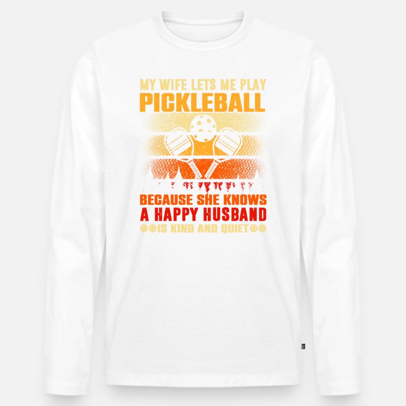 Pickleball-spieler-ehemann Liebt - Männer Premium Bio Langarmshirt - Weiß