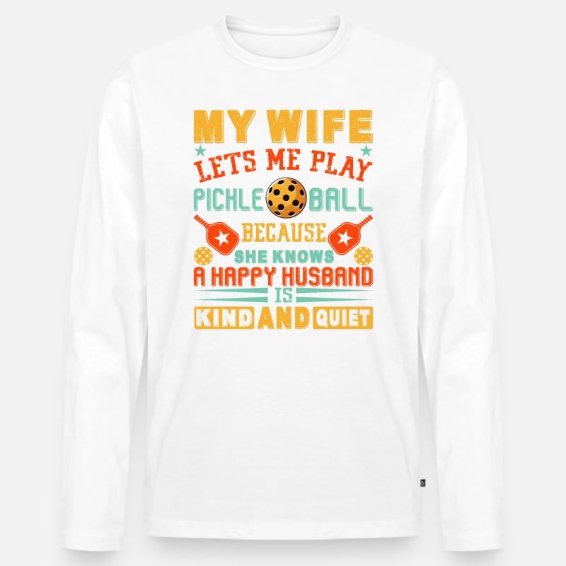 Pickleball-spieler-ehemann Liebt - Männer Premium Bio Langarmshirt - Weiß
