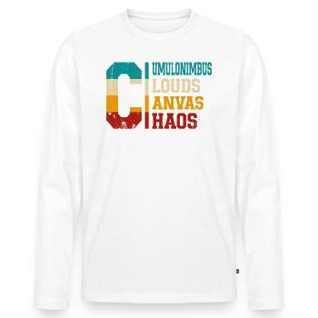 Sturmjagd Tornado Jäger Meteorologe Retro - Männer Premium Bio Langarmshirt - Weiß - Vorne - Nico (187cm)