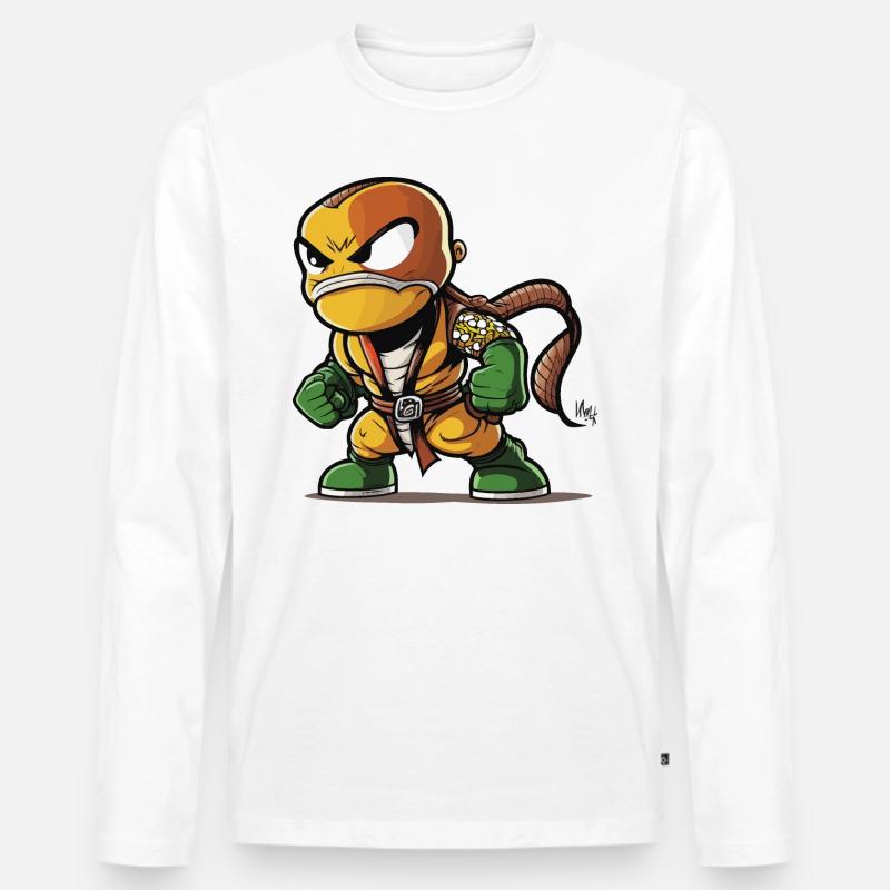 Schlängelnder Retter - Männer Premium Bio Langarmshirt - Weiß