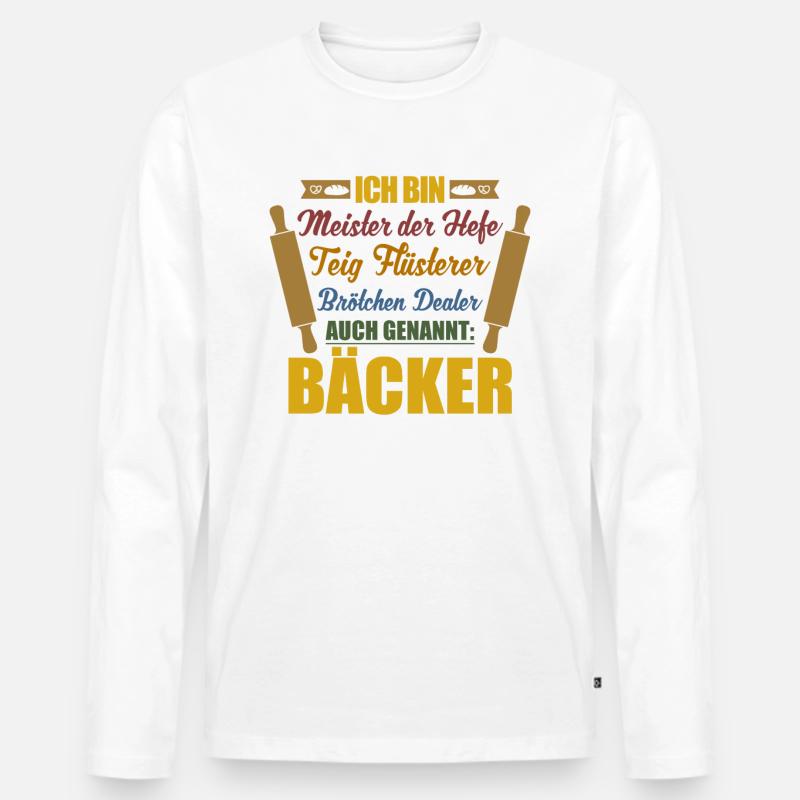 Ich bin Bäcker - Männer Premium Bio Langarmshirt - Weiß