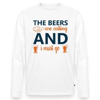 Beer is calling - Men's Premium Organic Long Sleeve Shirt - white - Front - Nico (187cm)