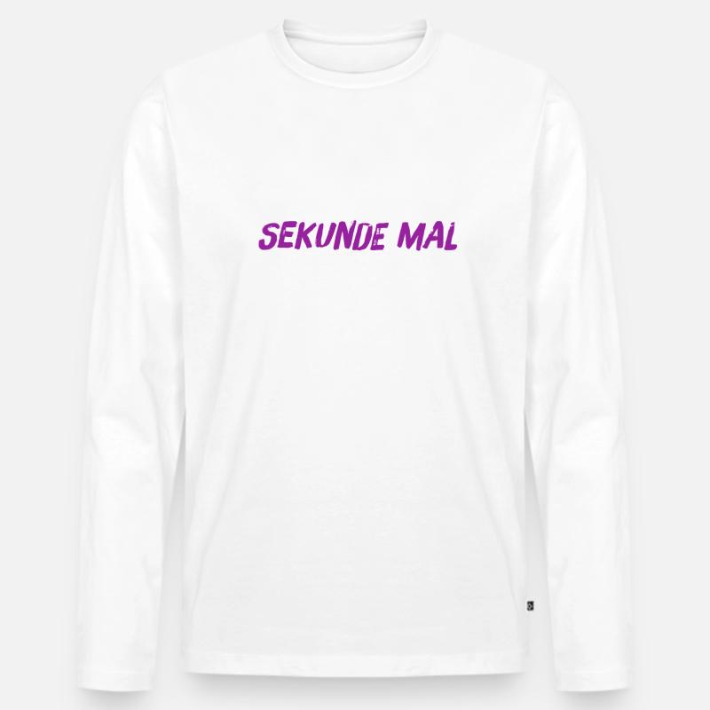 warten sie - Männer Premium Bio Langarmshirt - Weiß