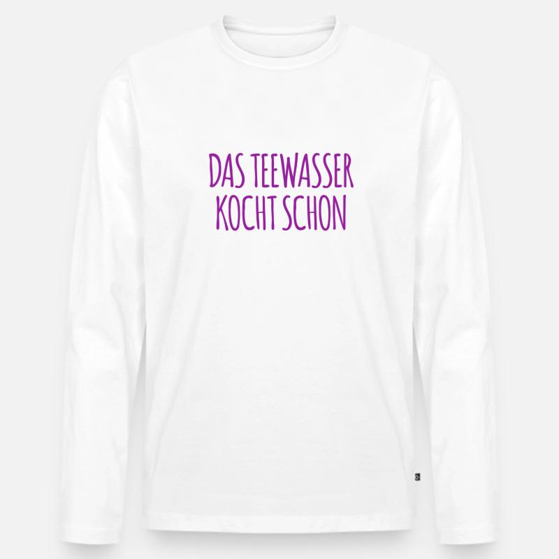 wer möchte Tee? - Männer Premium Bio Langarmshirt - Weiß