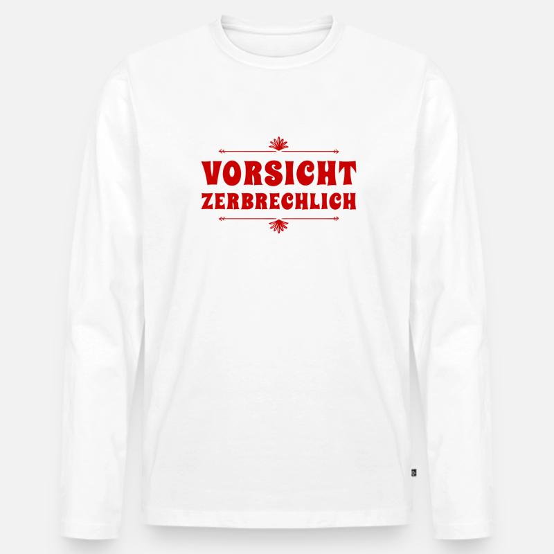 ich bin sehr zerbrechlich - Männer Premium Bio Langarmshirt - Weiß