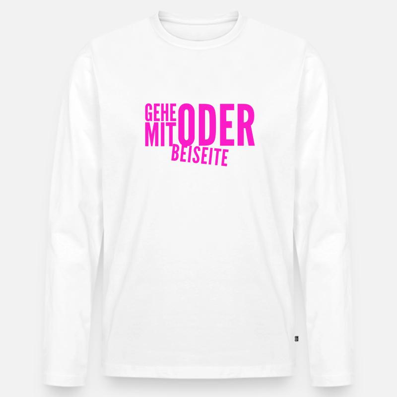 kommst du mit oder nicht? - Männer Premium Bio Langarmshirt - Weiß