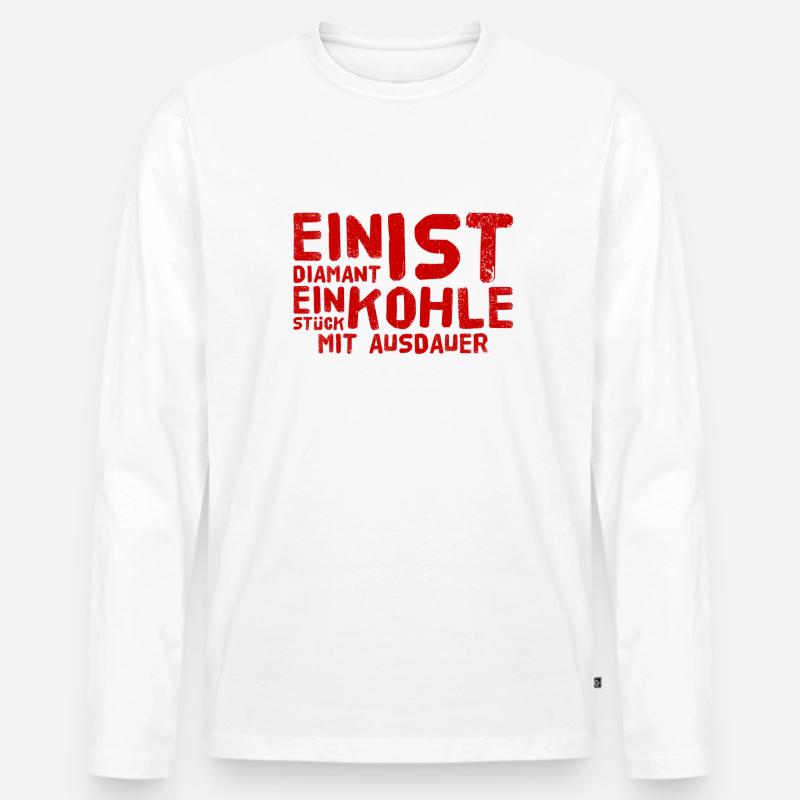 ausdauernde Kohle - Männer Premium Bio Langarmshirt - Weiß