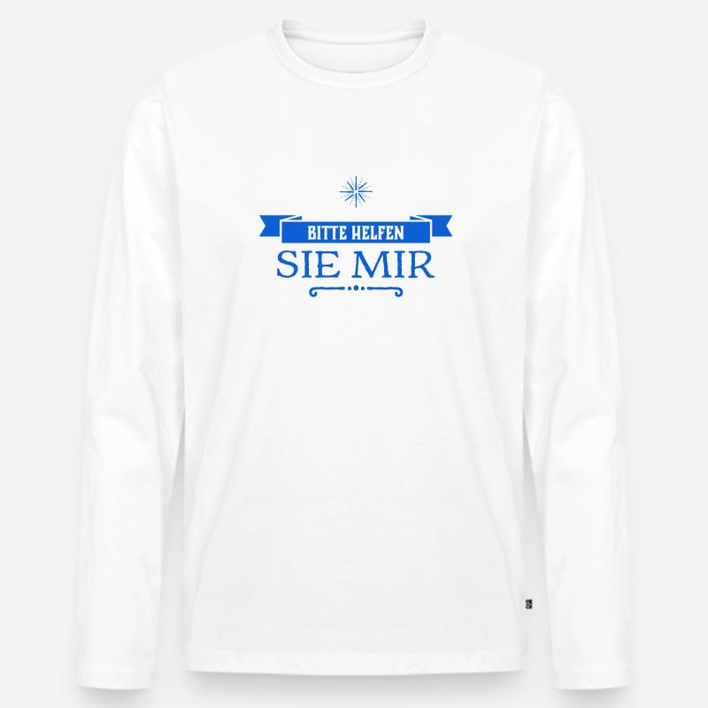 bitte helfen sie mir - Männer Premium Bio Langarmshirt - Weiß