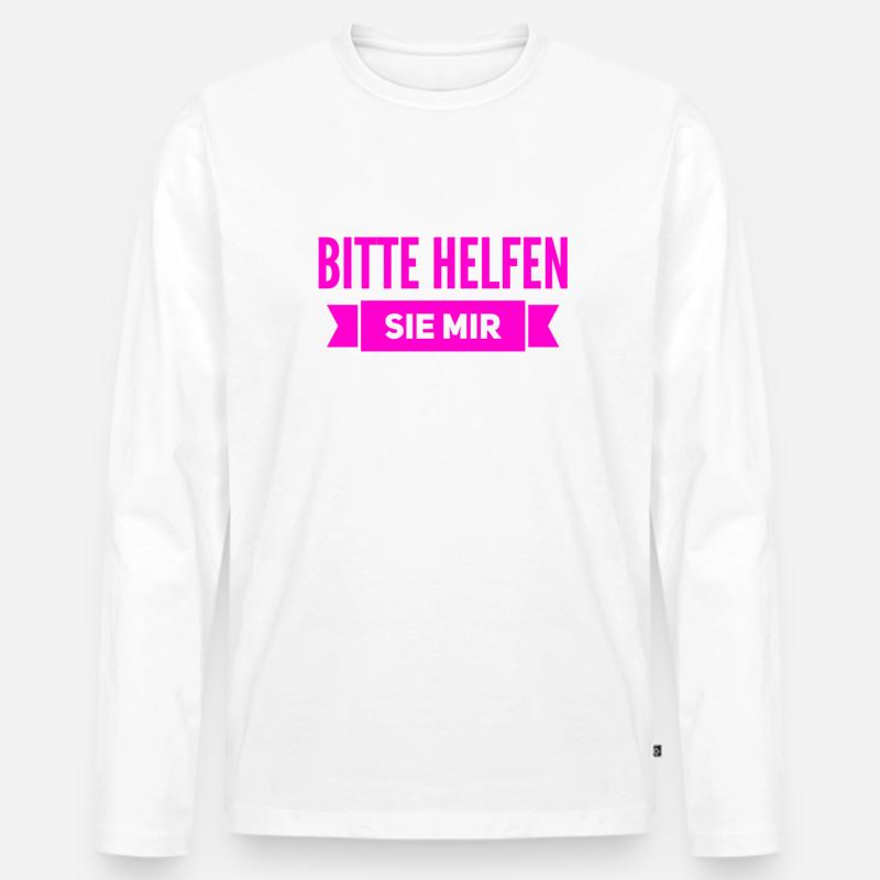 ich brauche Hilfe - Männer Premium Bio Langarmshirt - Weiß